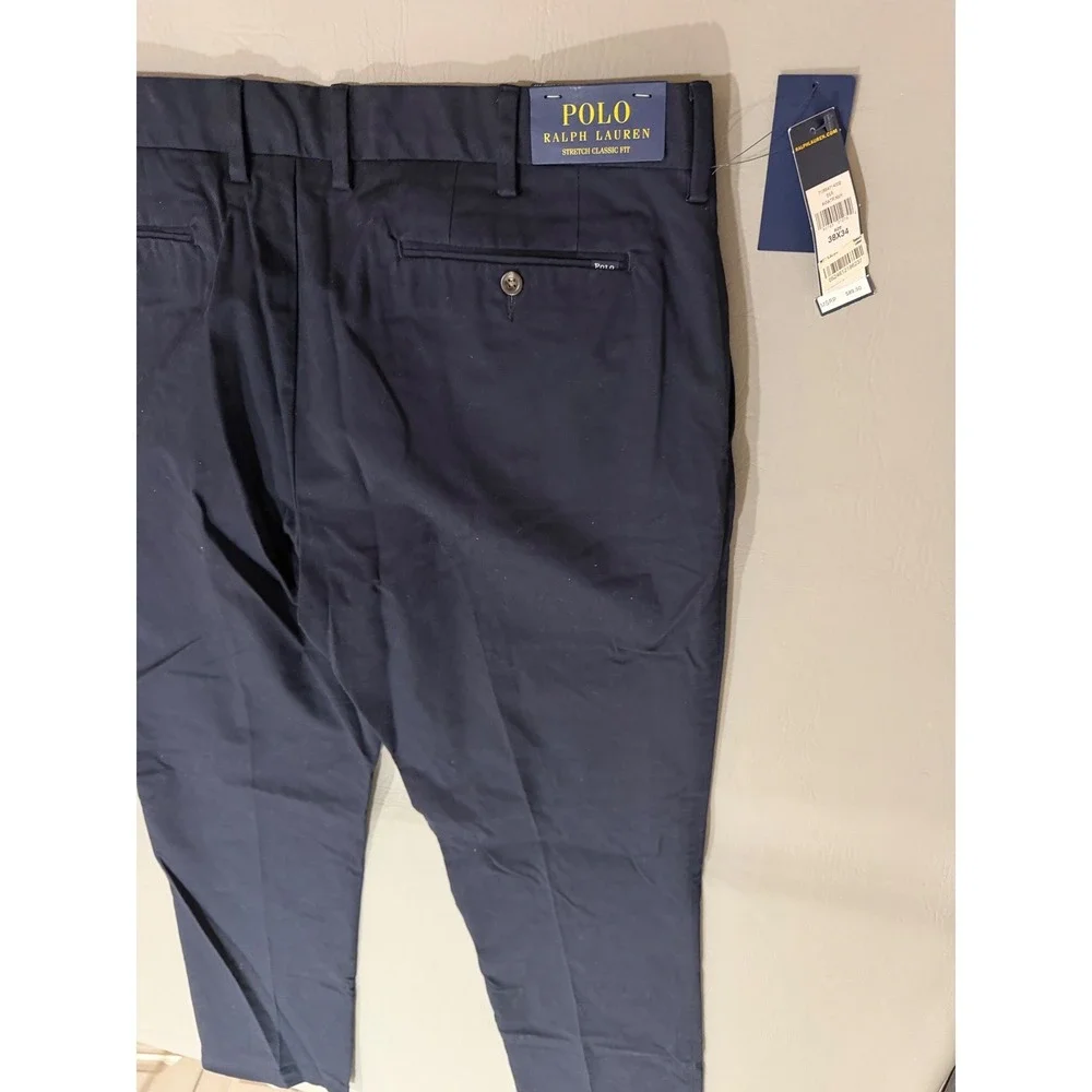 Polo Ralph Lauren Stretch Classic Fit Pants Mens Tag Size 38x34 Navy Chino